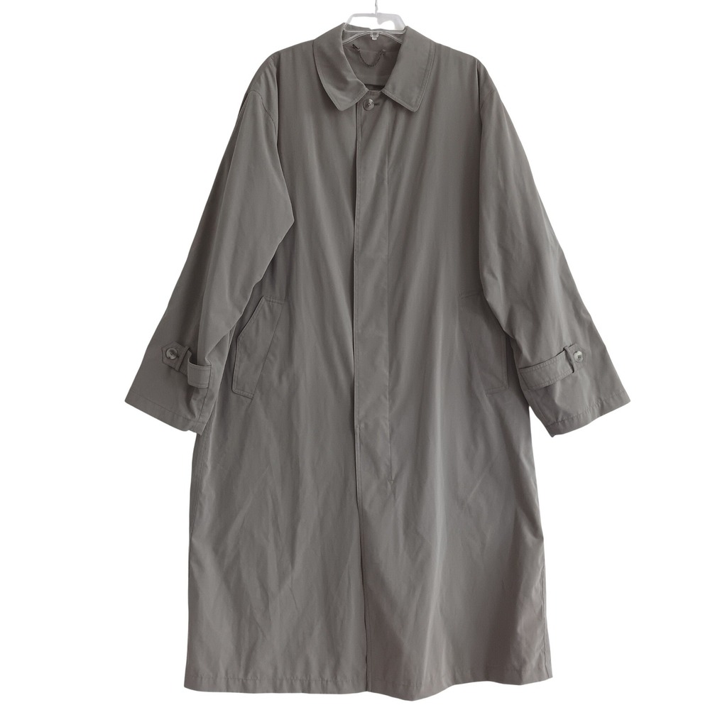 TravelSmith Trench Coat Men L Green Excellent Longline Lightweight Travel Jacket